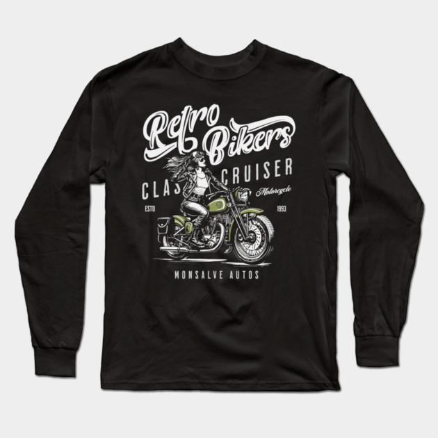 retro biker Long Sleeve T-Shirt by monsalveautos