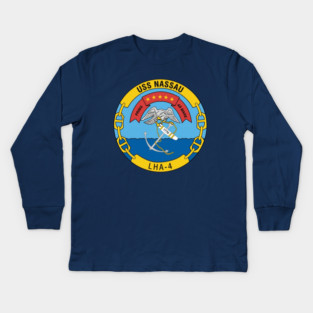USS Nassau LHA-4 Crest Kids Long Sleeve T-Shirt