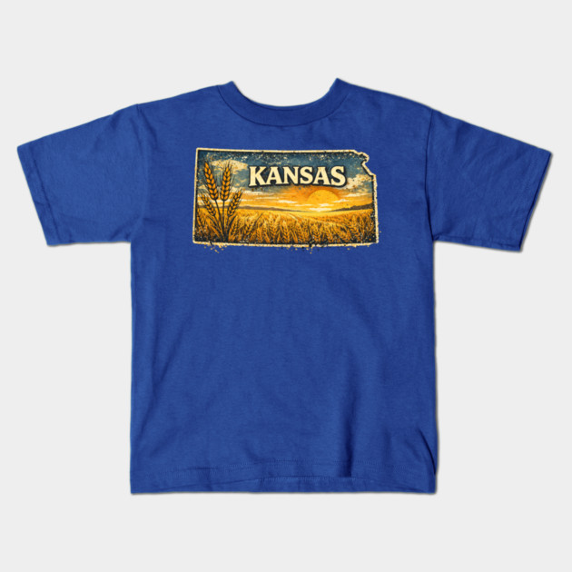 Kansas – The Wheat State Kids T-Shirt by CrazyGirl