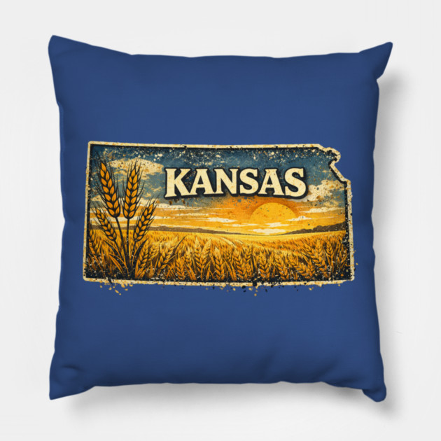 Kansas – The Wheat State Pillow by CrazyGirl