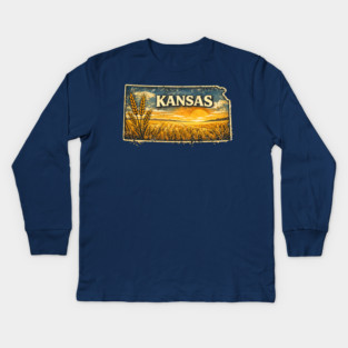 Kansas – The Wheat State Kids Long Sleeve T-Shirt