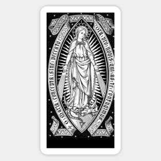 Virgin Mary Catholic Vintage Engraving Sticker