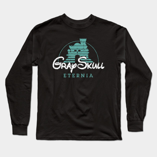 Gray Skull Eternia Long Sleeve T-Shirt by Litehouse Tees