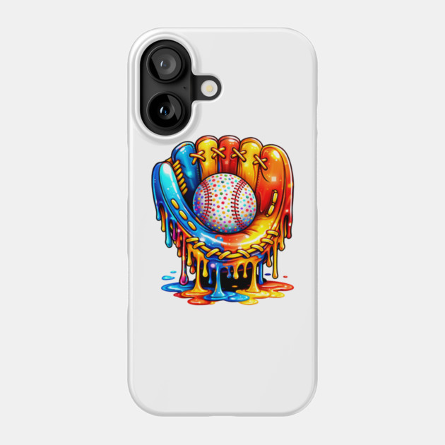 Retro Colorful Dripping Baseball Glove Confetti Ball Baseball Lover Phone Case by shirtlux