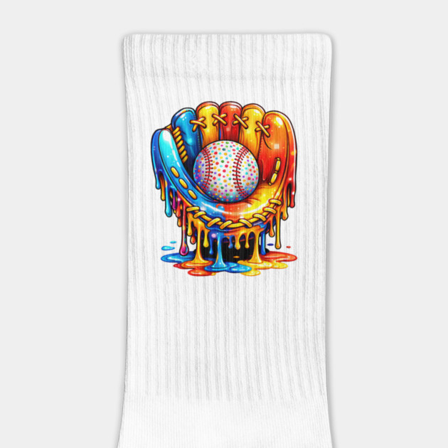 Retro Colorful Dripping Baseball Glove Confetti Ball Baseball Lover by shirtlux