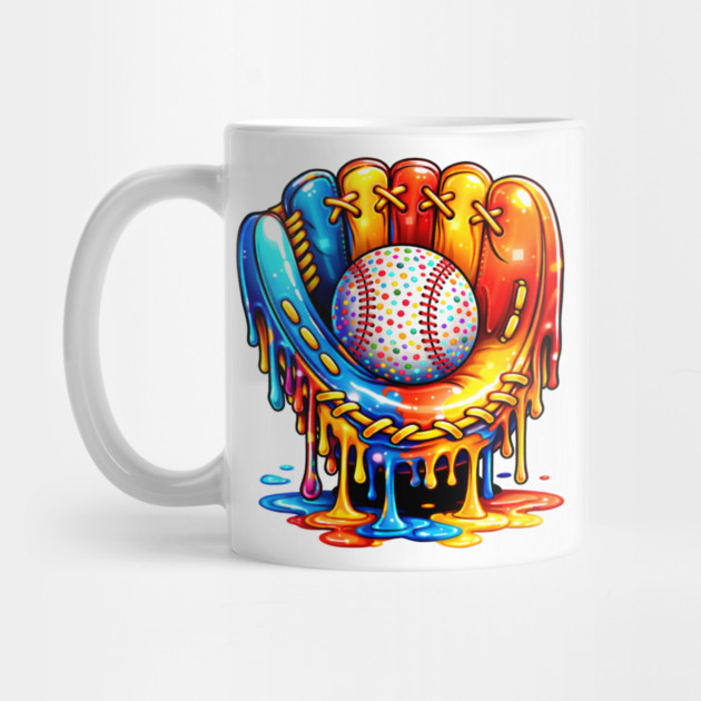 Retro Colorful Dripping Baseball Glove Confetti Ball Baseball Lover by shirtlux