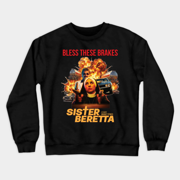 Sister Beretta Grindhouse Poster Crewneck Sweatshirt by Fabricated Crime
