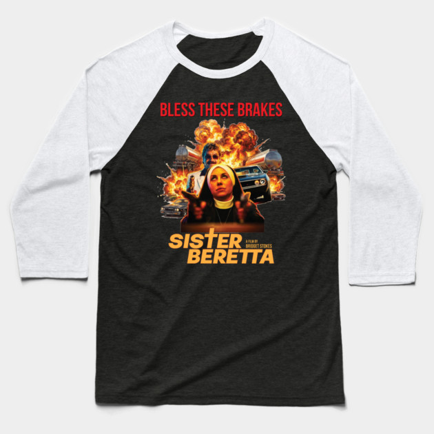 Sister Beretta Grindhouse Poster Baseball T-Shirt by Fabricated Crime