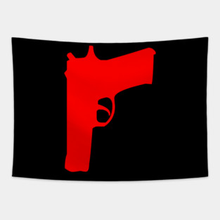 Fabricated Crime Red Gun Tapestry