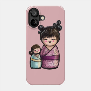 Kokeshis Mother and daughter Phone Case