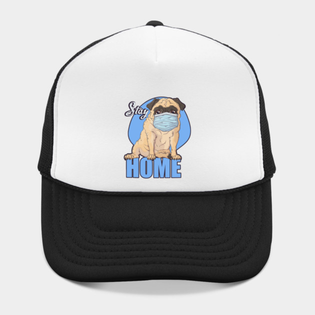 Stay Home Pug dog Wearing a Face Mask by creative