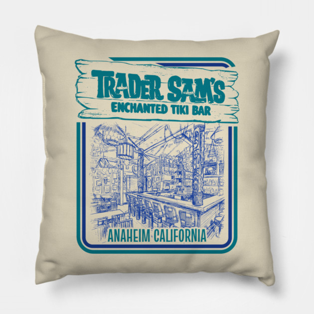 Trader Sam's Enchanted Tiki Bar California Anaheim Pillow by Joaddo
