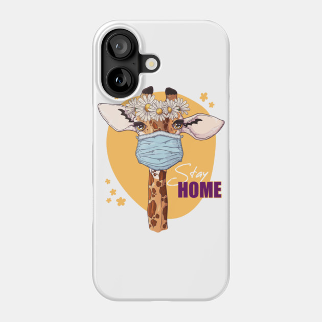 Stay Home Giraffe Wearing a Face Mask Phone Case by creative
