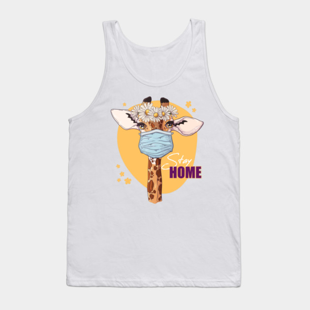 Stay Home Giraffe Wearing a Face Mask Tank Top by creative