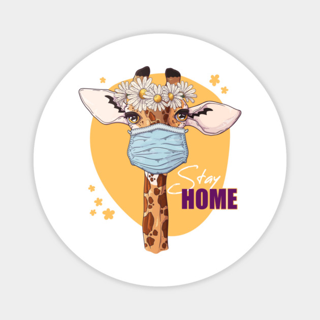 Stay Home Giraffe Wearing a Face Mask Magnet by creative