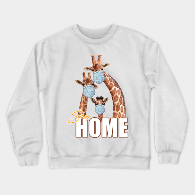 Stay Home Giraffe Family Wearing a Face Mask Crewneck Sweatshirt by creative
