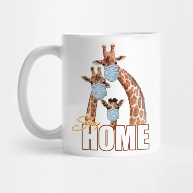 Stay Home Giraffe Family Wearing a Face Mask by creative