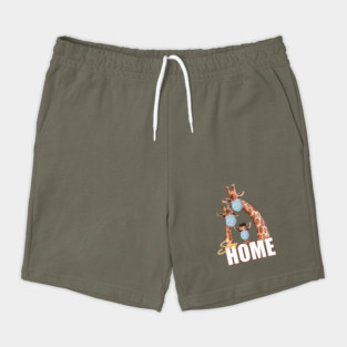 Stay Home Giraffe Family Wearing a Face Mask Shorts