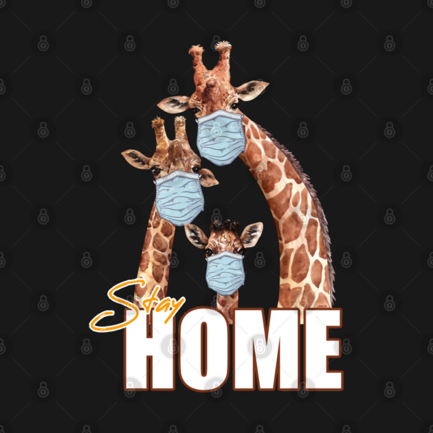 Stay Home Giraffe Family Wearing a Face Mask by creative