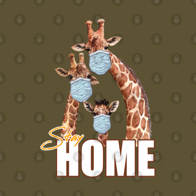 Stay Home Giraffe Family Wearing a Face Mask by creative