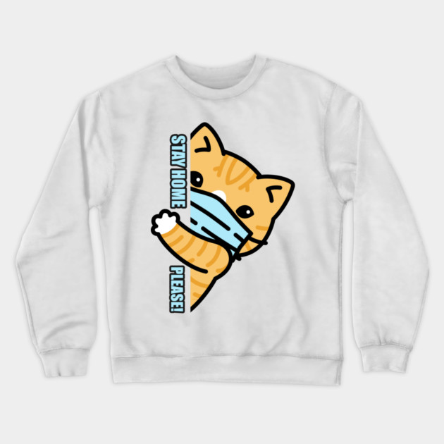 Stay Home Kitten Wearing a Face Mask Crewneck Sweatshirt by creative