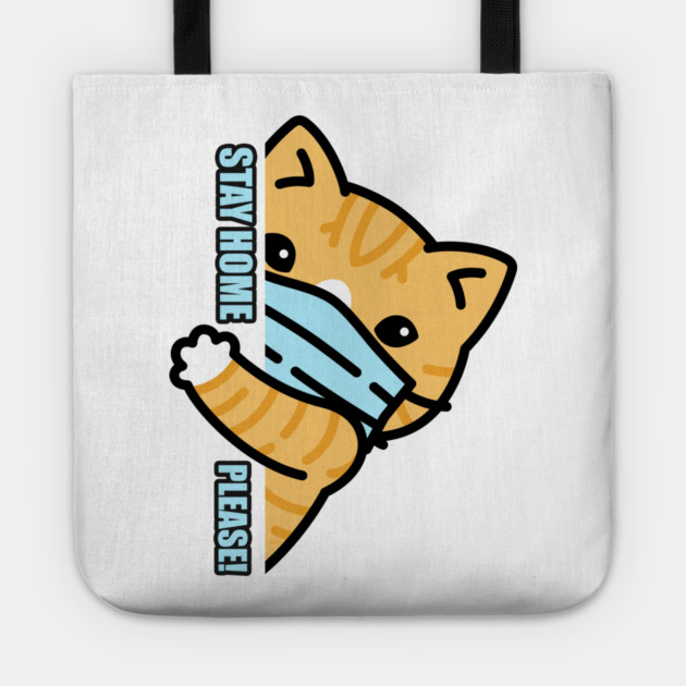 Stay Home Kitten Wearing a Face Mask Tote by creative