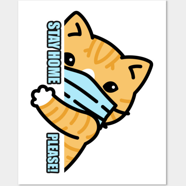 Stay Home Kitten Wearing a Face Mask Wall Art by creative