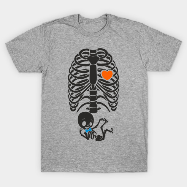 Skeleton Mama Pregnant Cute Little Boo Boy T-Shirt by Anticorporati
