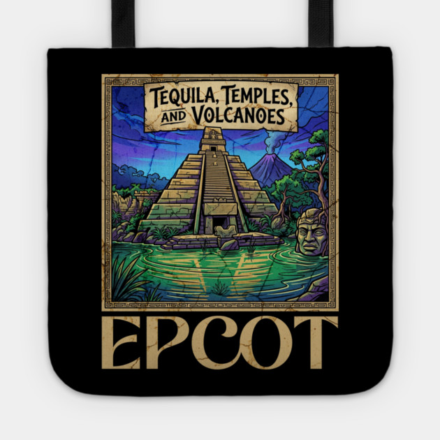 Mexico Pavilion at Epcot Tequila, Temples, and Volcanoes Tote by Joaddo