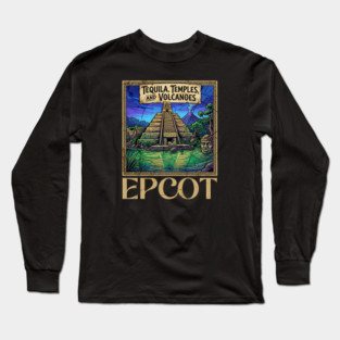 Mexico Pavilion at Epcot Tequila, Temples, and Volcanoes Long Sleeve T-Shirt