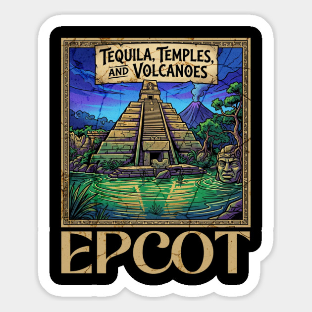 Mexico Pavilion at Epcot Tequila, Temples, and Volcanoes Magnet by Joaddo