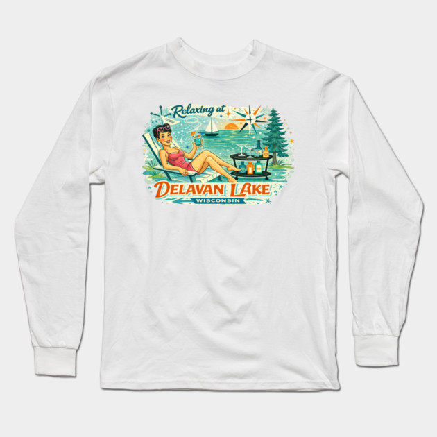 Relaxing at Delavan Lake,Wisconsin Long Sleeve T-Shirt by CrazyGirl