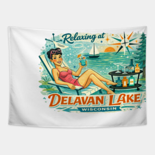 Relaxing at Delavan Lake,Wisconsin Tapestry