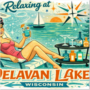 Relaxing at Delavan Lake,Wisconsin Posters and Art