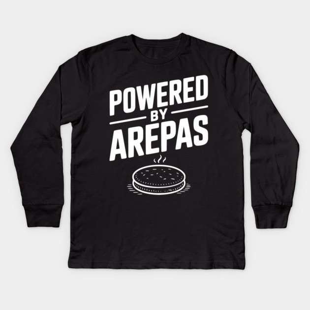 Powered by Arepas Kids Long Sleeve T-Shirt by Frank Ring