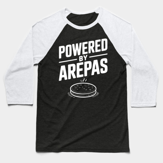 Powered by Arepas Baseball T-Shirt by Frank Ring