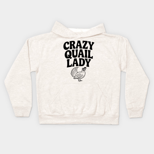 Crazy Quail Lady Kids Hoodie by Frank Ring