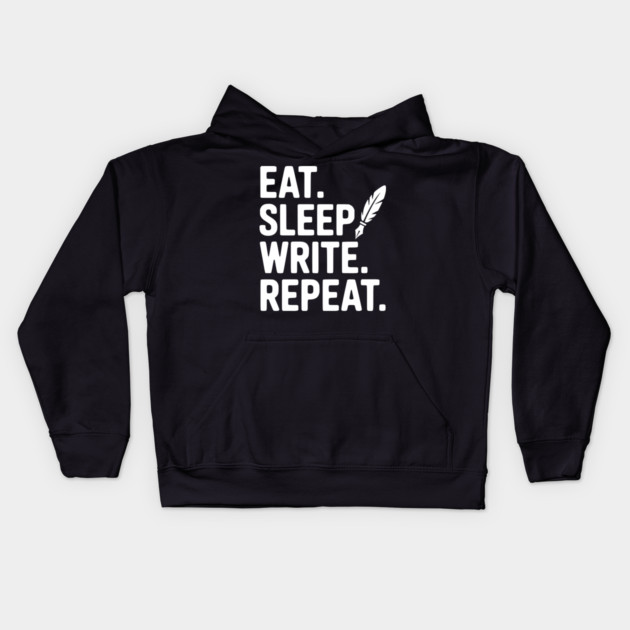 Eat. Sleep. Write. Repeat. Kids Hoodie by Frank Ring