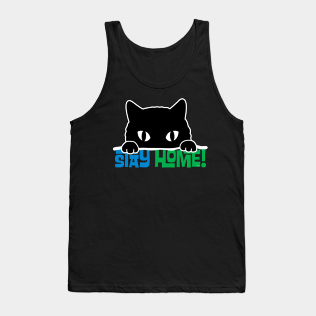 Stay Home! Black Cat Tank Top by creative