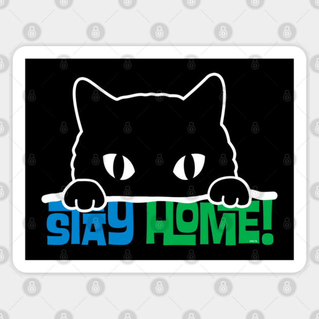 Stay Home! Black Cat Sticker by creative