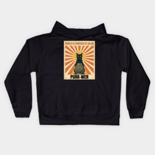 WORLD IS POWERED BY SOLAR PURR-WER Kids Hoodie