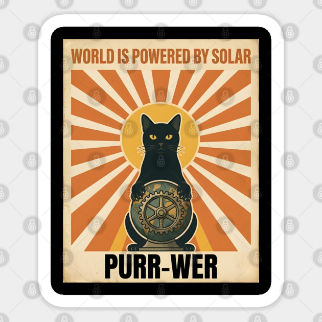 WORLD IS POWERED BY SOLAR PURR-WER Sticker by Cataura