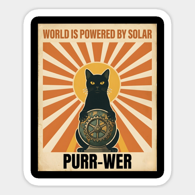 WORLD IS POWERED BY SOLAR PURR-WER Magnet by Cataura