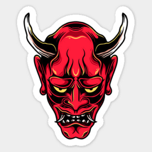 Japanese Oni Mask Tattoo Design Sticker