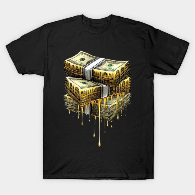 Liquid Gold - Dripping Money Stacks T-Shirt by UrbanLifeApparel