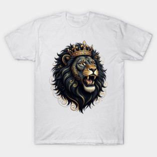 Majestic Sovereign - Black and Gold Crowned Lion T-Shirt