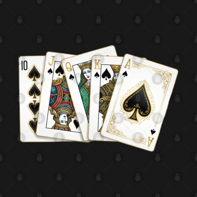 Royal Flush Gold & Black Spades Luxury Poker Hand by UrbanLifeApparel