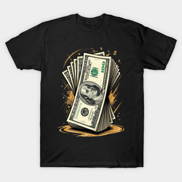 Benjamin 100 Dollar Bill Stacks T-Shirt by UrbanLifeApparel