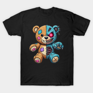 Cyborg Zombie Teddy Bear - Cute & Evil Split Personality T-Shirt