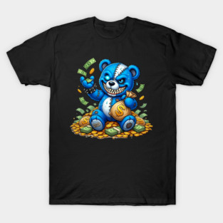 Blue Money Bear - Electric Hustle & Grind Teddy T-Shirt